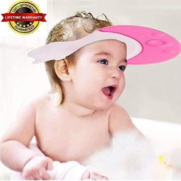 5for$10 Pink Baby Bath Visor Cap Adjustable Snug, Waterproof & Elastic