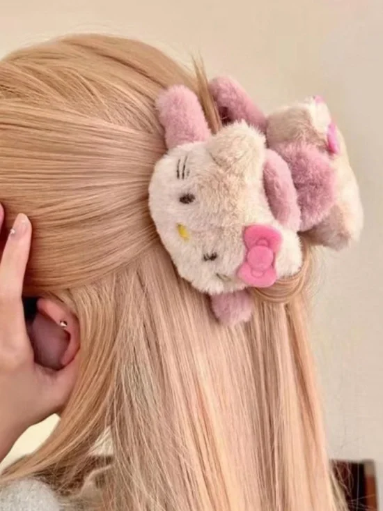 Hello Kitty Plush Pink Hair Claw