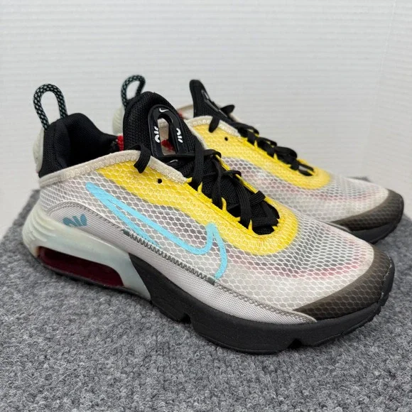 Nike Air Max 2090 GS 3.5Y Womens 5 White Yellow Teal CJ4066-103 Athletic