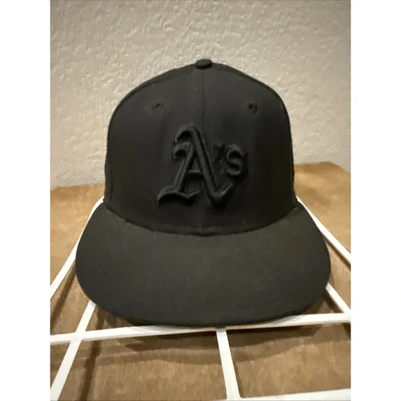 new‎ era 59fifty Oakland Athletics Black Wool Fitted Hat 7 1/8 MLB