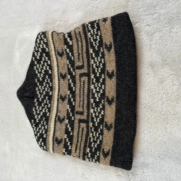 Vintage Eddie Bauer Wool Alpaca Blend Knit Hat Geometric Pattern Made in USA