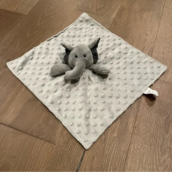 Gray Elephant Neutral Baby Security Blanket Soft Minky Dot Fabric Lovey Blanket
