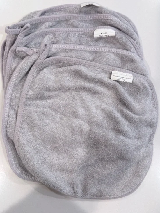 Set of five large baby washcloths- Gray
