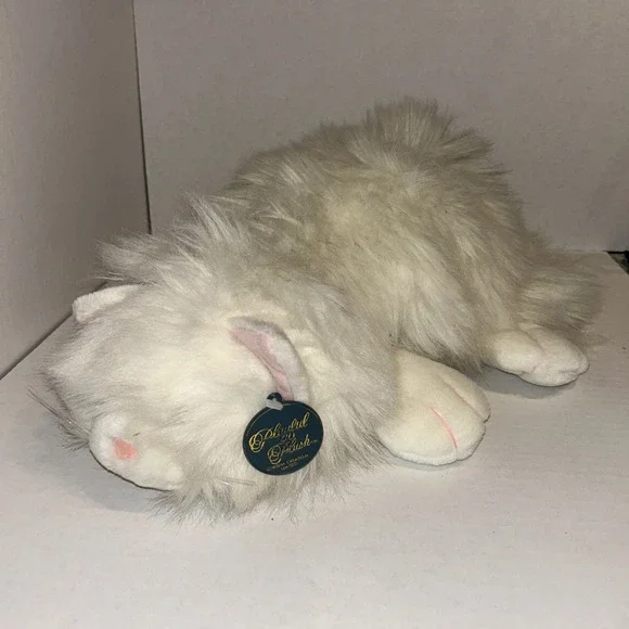 Vintage Chrisha Playful Plush White Persian Cat Bell in‎ Tail 18