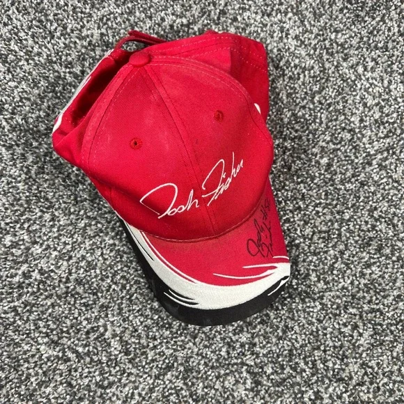 Vintage Red‎ Josh Fisher Signed Autographed NASCAR Racing Cap One Size