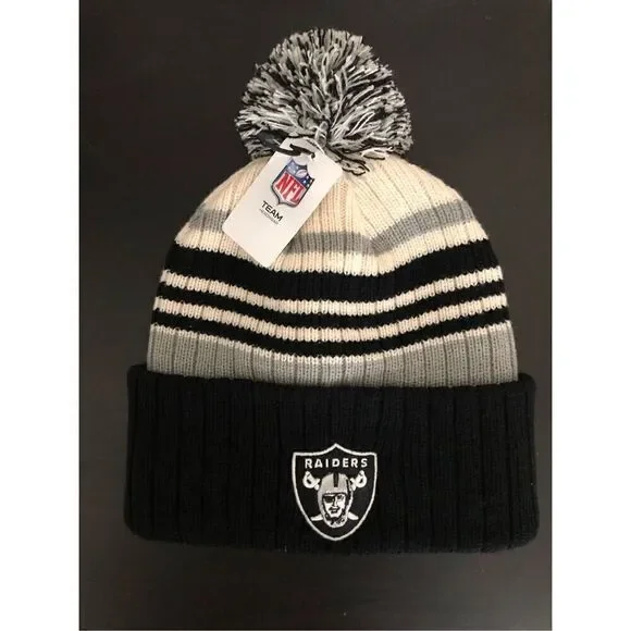 NFL Las Vegas Raiders Knit Pom Cuff Beanie One Size