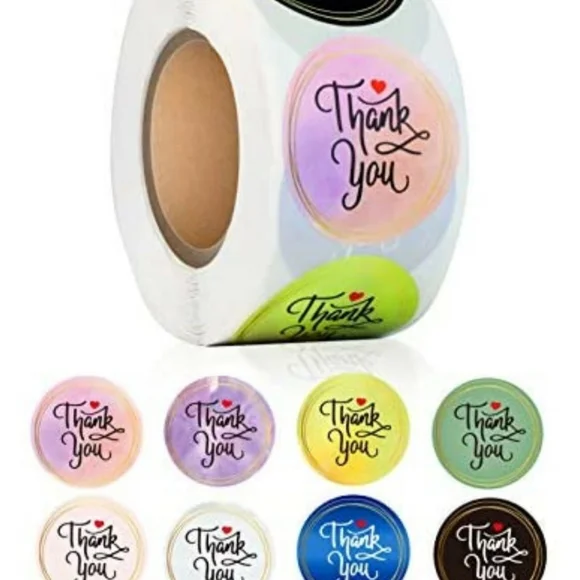 500 1.5 Inch Thank You Stickers