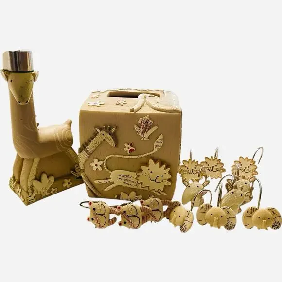 Set Resin Fun Animal CrackersTissue Cover Dispenser Curtain Hooks Creative Bath