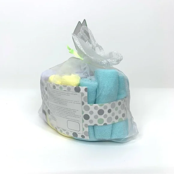 Zak & Zoey 24 Pack Giftable Washcloth Set Blue Yellow White Gray New Nwt