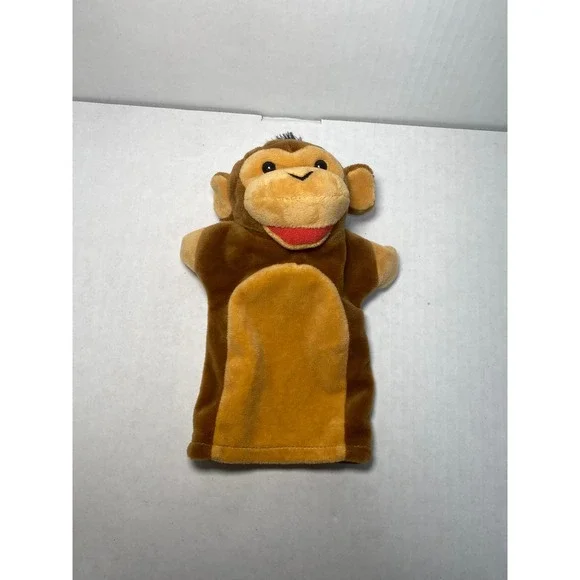 Plush Monkey Hand Puppet Brown Tan 8 Inch Soft Stuffed Animal Toy Storytelling