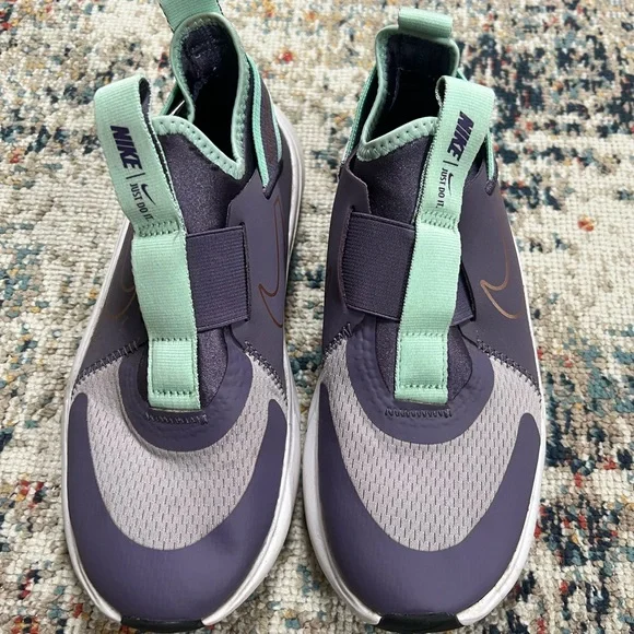 Nike Sneakers in Purple and Green with Slip-On Design and High Collar