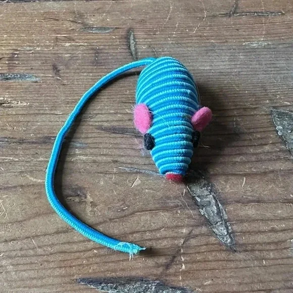 Blue Striped Silky Cat Toy Mouse NWOT
