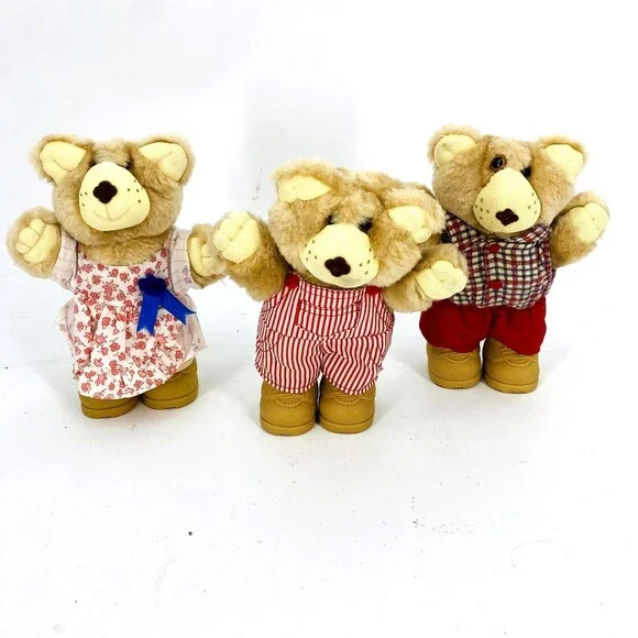 Lot of 3 - 1986 Vintage Furkins Plush Plastic Bears Wendy's Promotional NO HATS