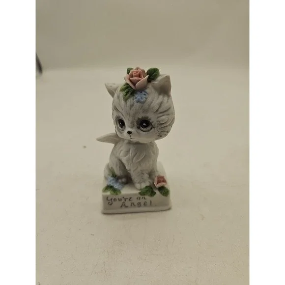 Vintage‎ Josef Originals Bisque CAT Angel Figurine 