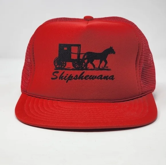 Shipshewana Horse And Buggy Snapback Mesh Hat‎ Red