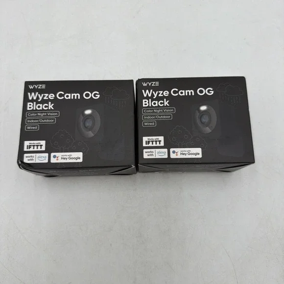 Lot Of 2 Wyze Cam OG 1080p Color Night Vision Spotlight Black Wi-Fi Smart New