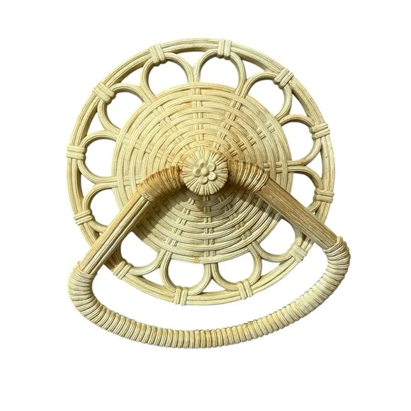 Vtg 1978 Homco 3314 A Ivory Hard Plastic Woven Design Towel Holder Shabby Chic