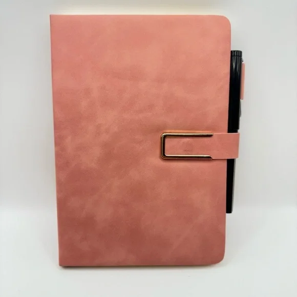 Vintage A5 Leather Notebook Pink Soft Cover & Bookmark