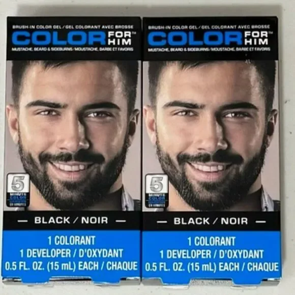 NEW Set of 2 Color For Him Black Gel Comb-In Hair Coloring Kits, 0.5-oz.