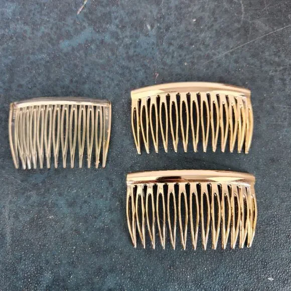VTG Clear and Gold Hair Comb Accessories USA France Made
