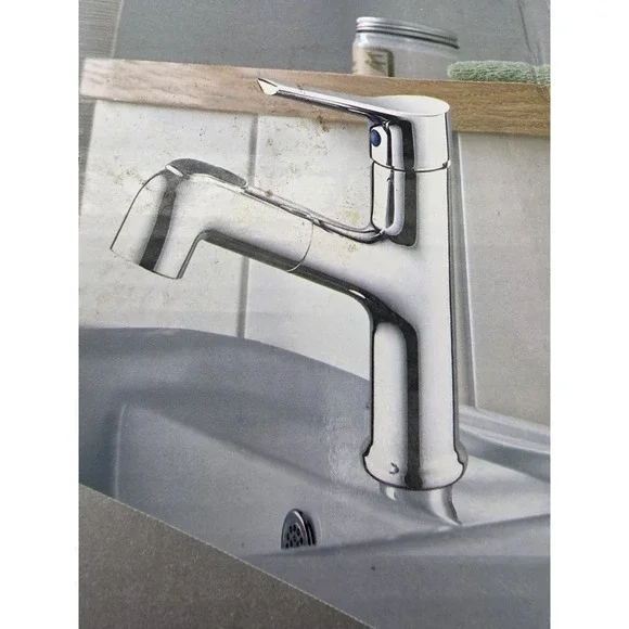 Pull-Out Bathroom Chrome Faucet Swivel Spray Single Handle Basin Sink – New