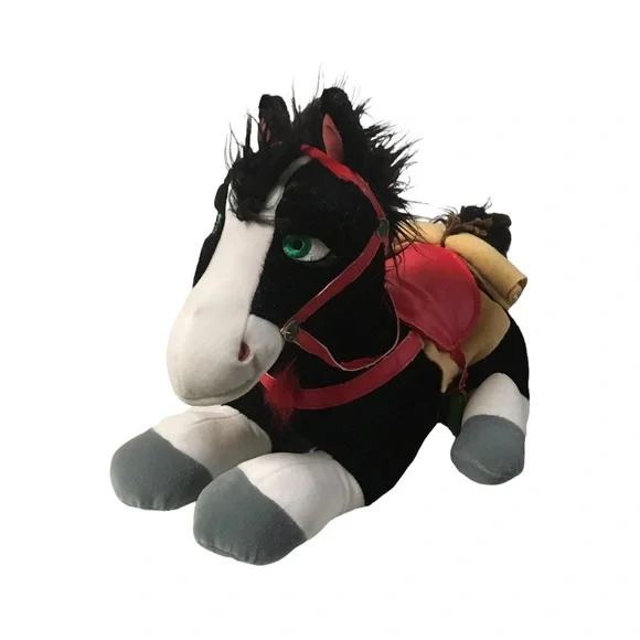 Disney Store Mulan Khan Plush Horse Stuffed Animal Toy Animated Pony Black 18 in