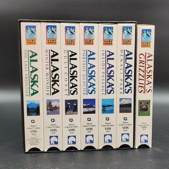 Alaska Video Postcards VHS Set Documentary Nature Wildlife 7 Tape Lot