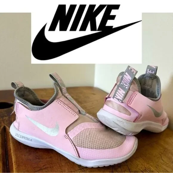 Nike flex runner shoes, girls 12.5C, pink & white, see pix for blemishes