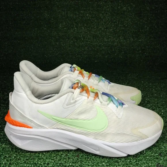 Nike‎ Running Shoes Kids 6.5Y White Star Runner 4 FN4979-100 Rainbow Laces