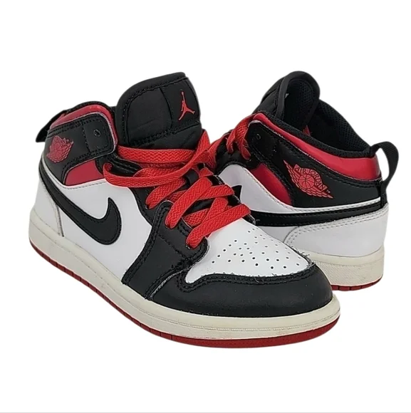 Nike Air Jordan 1‎ Mid Shoes White Gym Red Black DQ8424-106, Size 13C