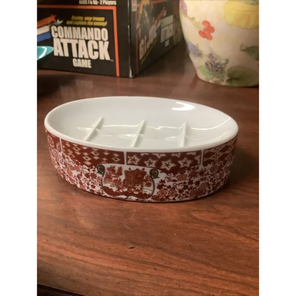 I.W.Rice & Co. Vintage Soap Trinket Dish Coral and Gold