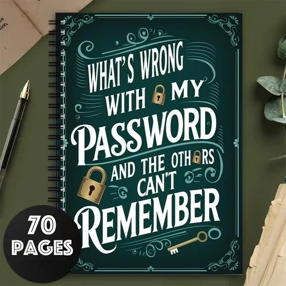 Password Notebook Spiral Log Book 70 Pages Login Organizer Green Key Journal
