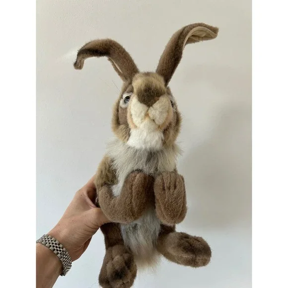 Vtg. Hansa Rabbit Bunny Plush Toy‎ Realistic Brown White Tail Thomas Boland