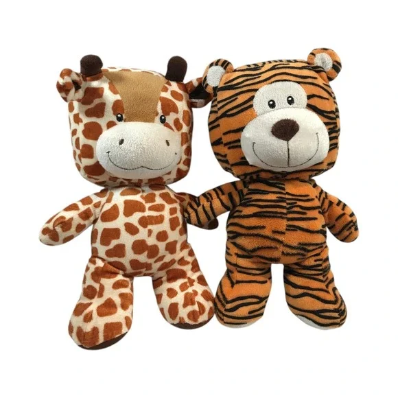 Kellytoy Plush Stuffed Animal Lot Giraffe and Tiger 7 Inch Small Soft Toys 2016