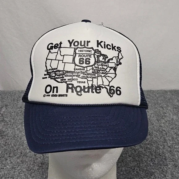 Vintage 90s Route 66 Trucker Hat‎ Foam Front Cameo Americana Tourist Souvenir