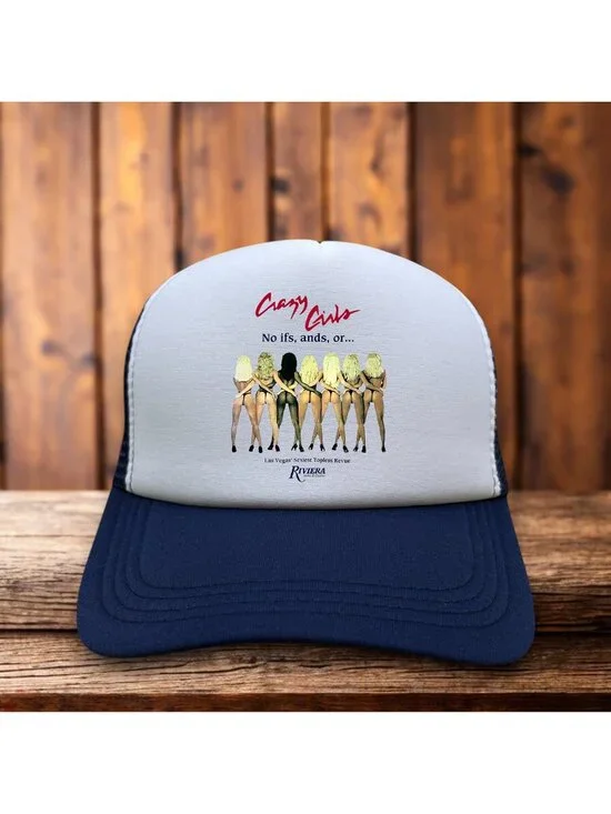 Crazy Girls Las Vegas Riviera Hotel Mens Trucker Hat Navy Gentleman's Club