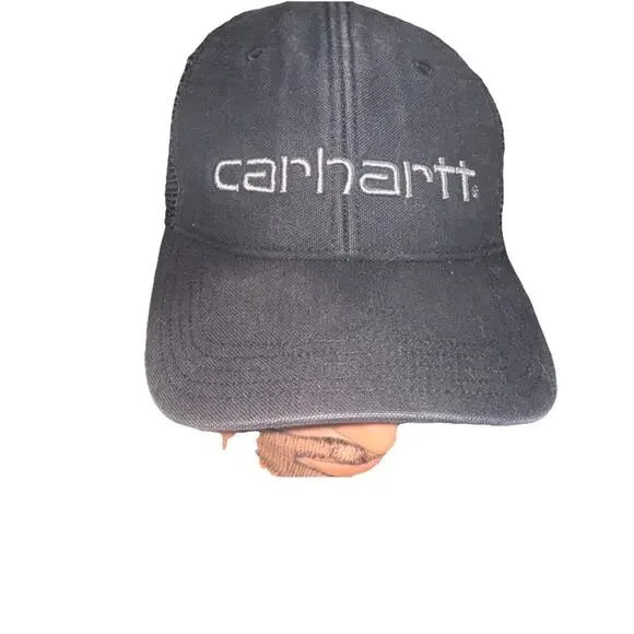 Carhartt Black Adjustable Snap Back One Size Mesh Back Baseball Embroidered D