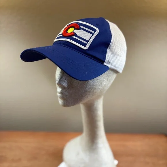 Colorado Classic Blue & White Mesh Back Adjustable Trucker Colorado Patch Hat