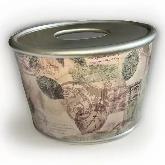 Croscill Memoirs Tissue Holder Box Silver Purple Tan Ceramic 8x6 Inches