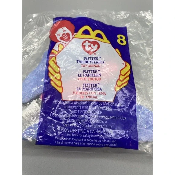 Mcdonald's Happy‎ Meal Toy Flutter the Butterfly #8 Ty Beanie Baby New