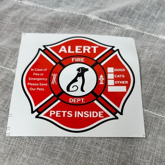 911 Emergency Sticker for Pet Life Saving NWT PROTECT YOUR BELOVED PETS 4 3/4
