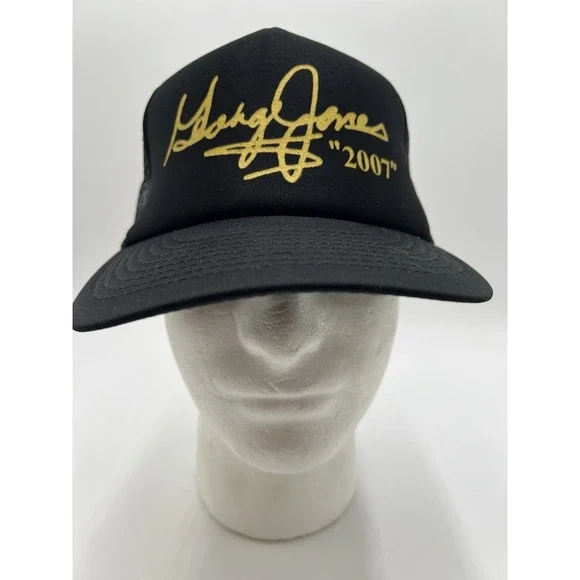 Vintage 2007 George Jones Signature Black Mesh Trucker Hat Snapback OSFA
