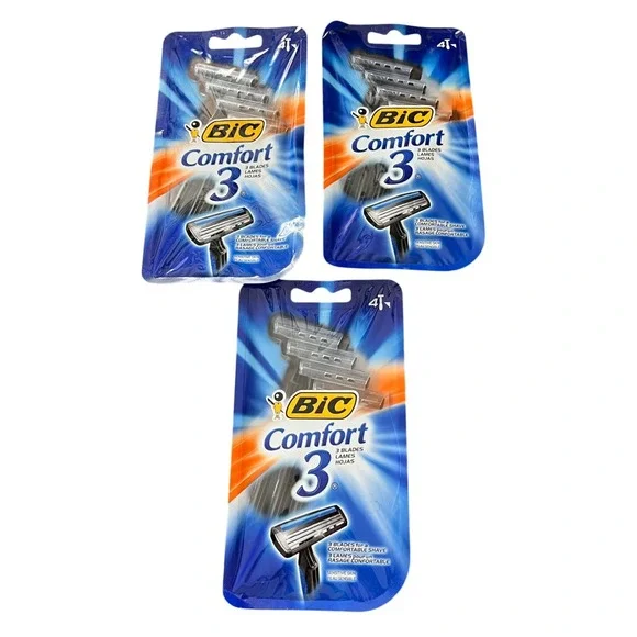 BIC Comfort 3 Razors Triple Blade Disposable Razors Men‎ 12 (3 sets)