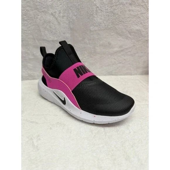 Nike Flex Runner 4 PS Laser Fuchsia Black White Girl Size 2Y Slip On