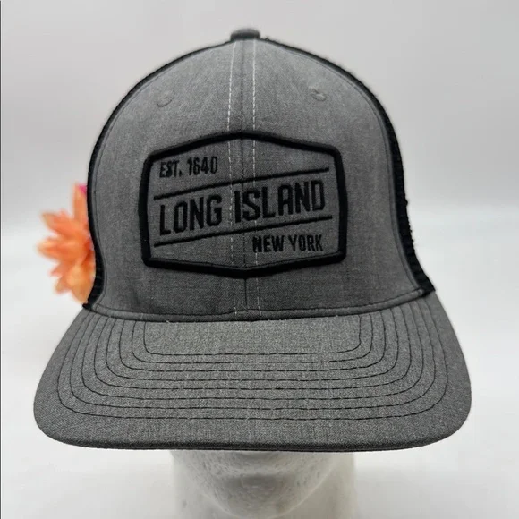 Long Island New York Artisan Gray Black Mesh Trucker Cap HT8266