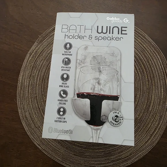 Bathtub Bluetooth Wine Holder & Speaker NEW NIB