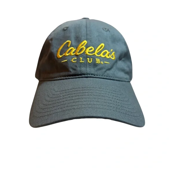 Cabela's Club Cap Embroidered Strap Back Gray Yellow Outdoor Hunting Dad Hat OSF