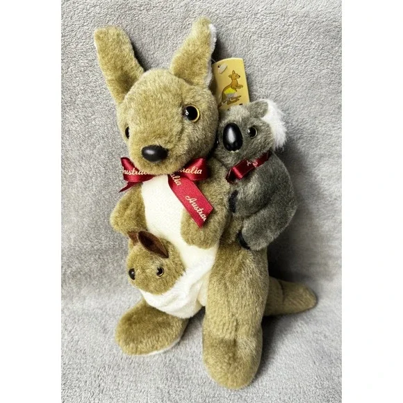 I ❤️AUS Australia Kangaroo W/Baby Joey & Koala Bear Plush Stuffed Animal Toy 11