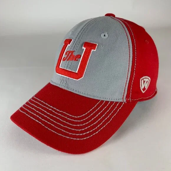 Utah Utes NCAA Red Top of the World Stretch Fitted Hat Mens One Size