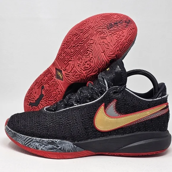 Nike Lebron XX 20 Black Basketball GS Black Red DQ8651 001 Youth Size 7Y